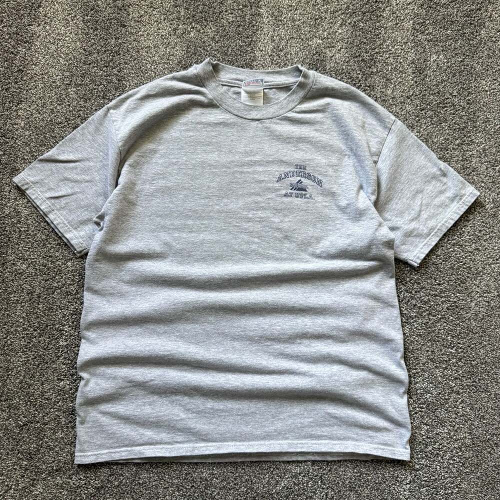 Vintage Hanes Beefy-T The Anderson School at UCLA T-Shirt Gray USA Made Large